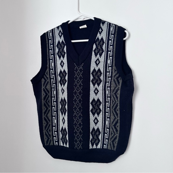 Vintage Wool Blend Grandpa Abstract Pattern Sweater Vest - Picture 1 of 6